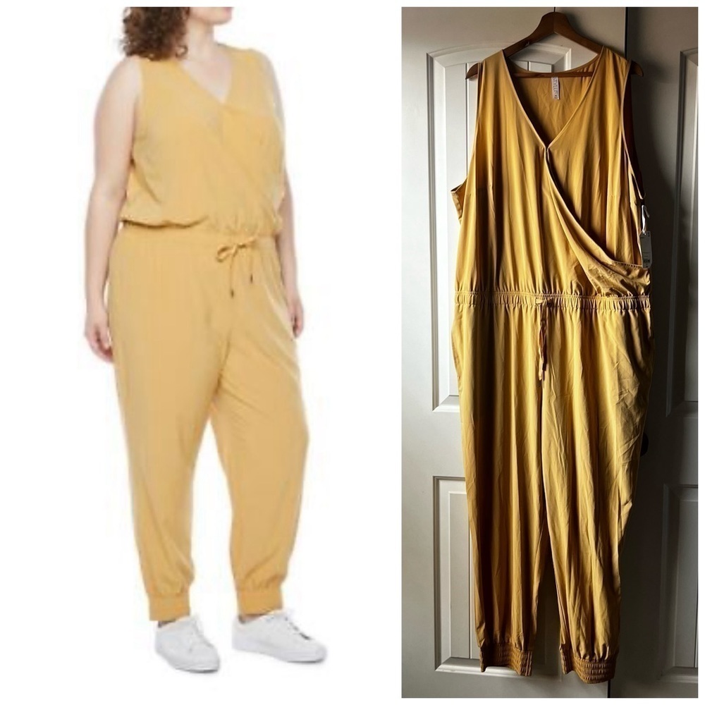 Stylus New Yellow Sleeveless Drawstring Jumpsuit 2XL